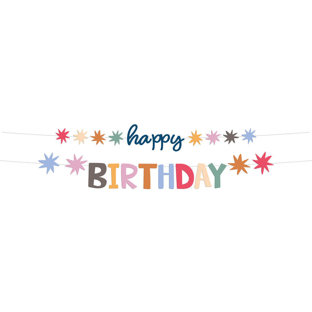 Guirlande de lettres Happy Birthday Étoile colorée 1.5m