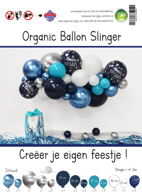 Kit de ballons de baudruche DIY Organic Happy Birthday Navy