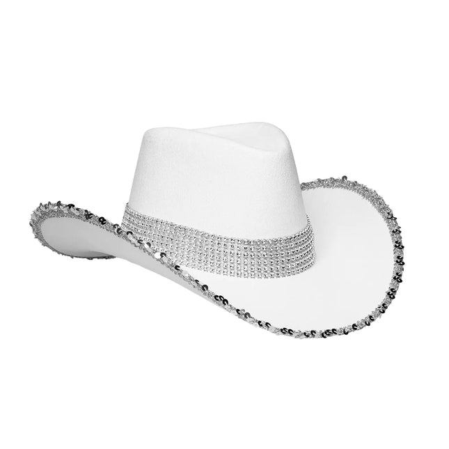 Chapeau de cow-boy blanc pailleté