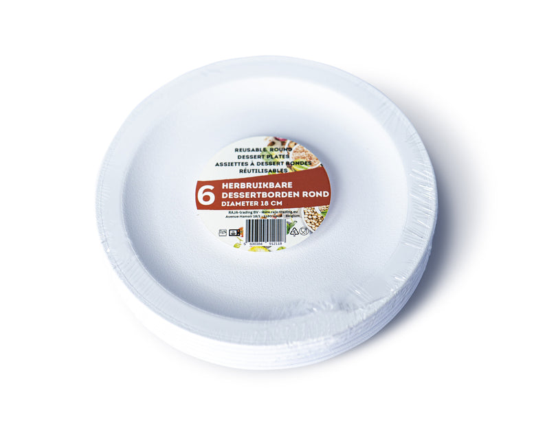 Assiettes blanches réutilisables 18cm 6pcs