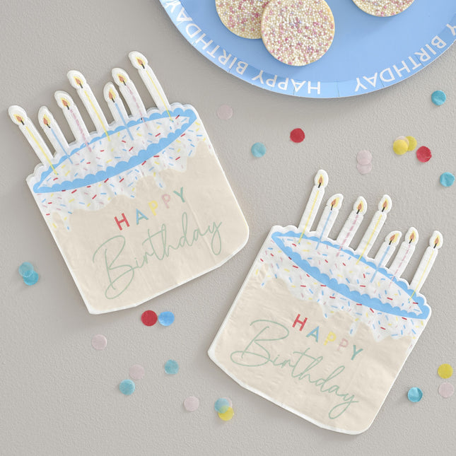 Serviettes de table Happy Birthday Cake 16.5cm 16pcs