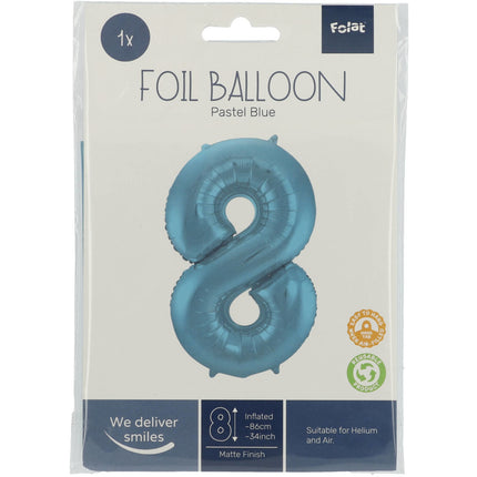 Ballon de baudruche Figure 8 Bleu pastel XL 86cm vide