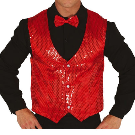 Gilet à paillettes rouge