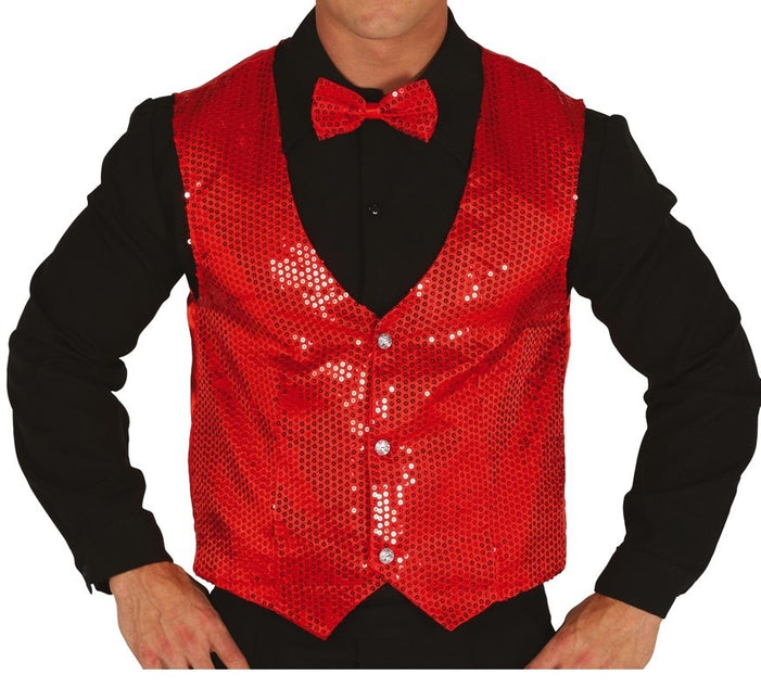 Gilet à paillettes rouge