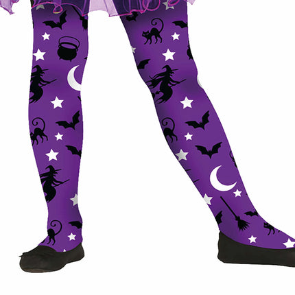 Legging d'Halloween violet sorcière enfant