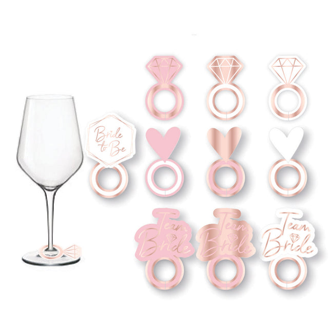 Marqueurs en verre Bride To Be 5cm 8pcs