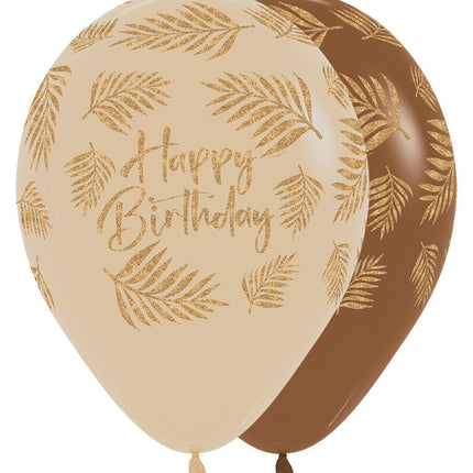 Ballons Happy Birthday Palms Glitter Ink 30cm 25pcs