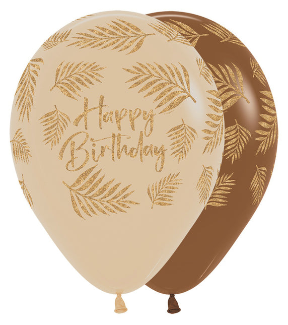 Ballons Happy Birthday Palms Glitter Ink 30cm 25pcs