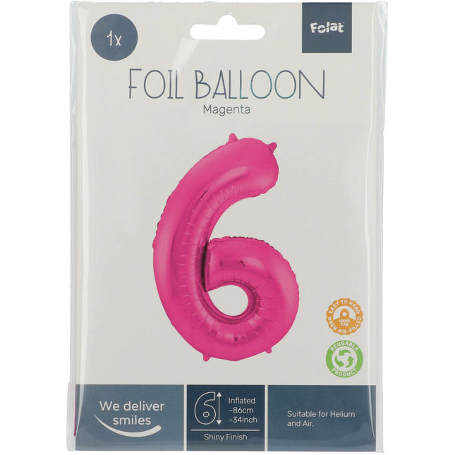 Ballon de baudruche Figure 6 Fuchsia Métallique XL 86cm vide