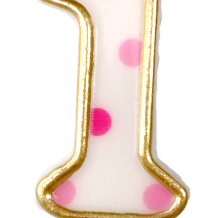 Bougie 1 an Pink Dots 8.5cm