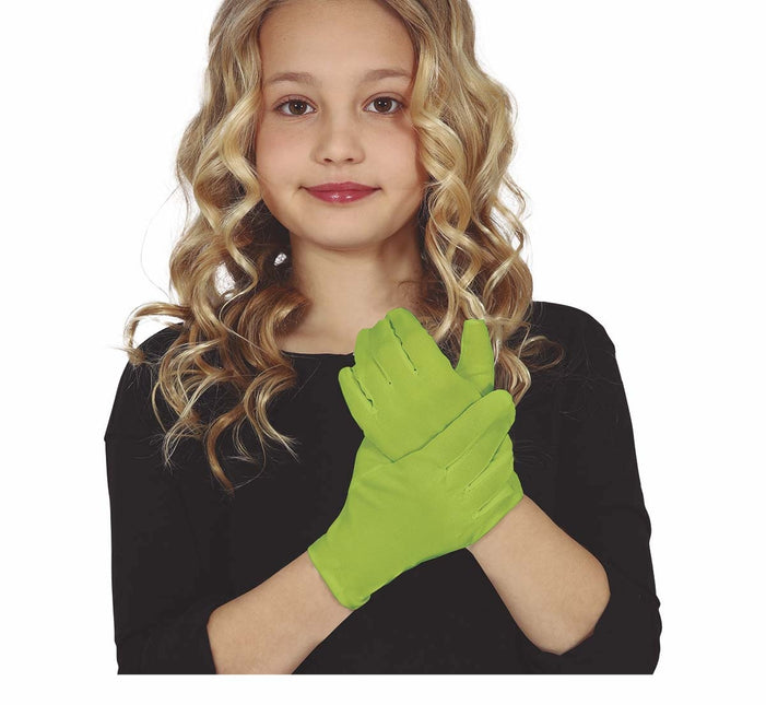 Gants vert lime enfant 17cm