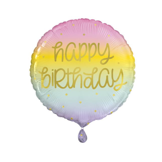 Ballon à l'hélium Happy Birthday Pastel 45cm vide