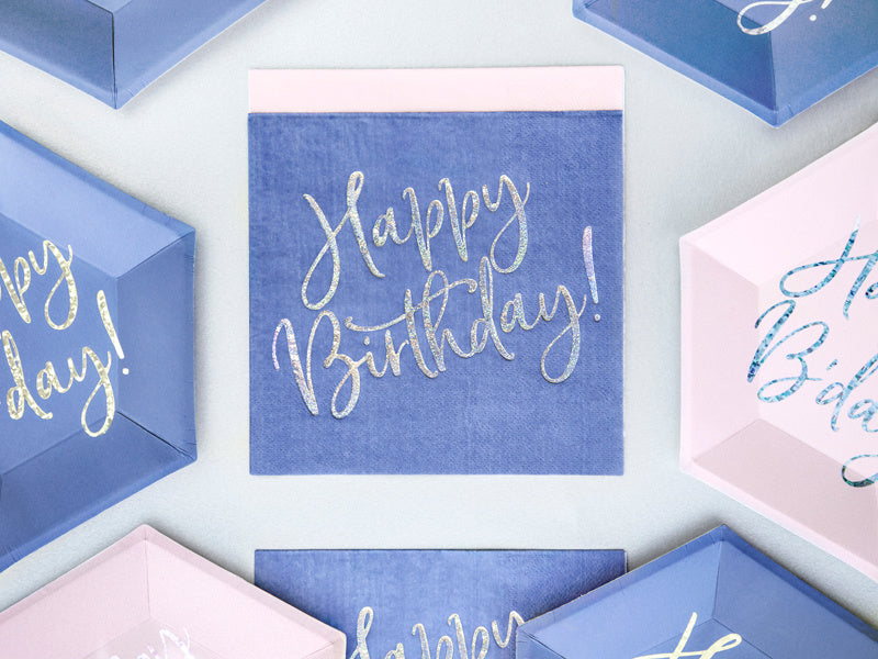 Serviettes de table Happy Birthday Bleu 33cm 20pcs