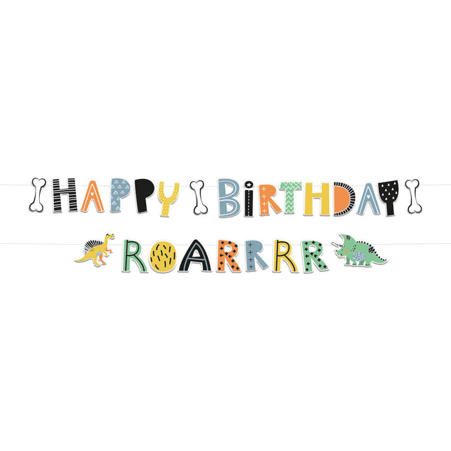 Guirlande de lettres Dino Happy Birthday Roar 2pcs