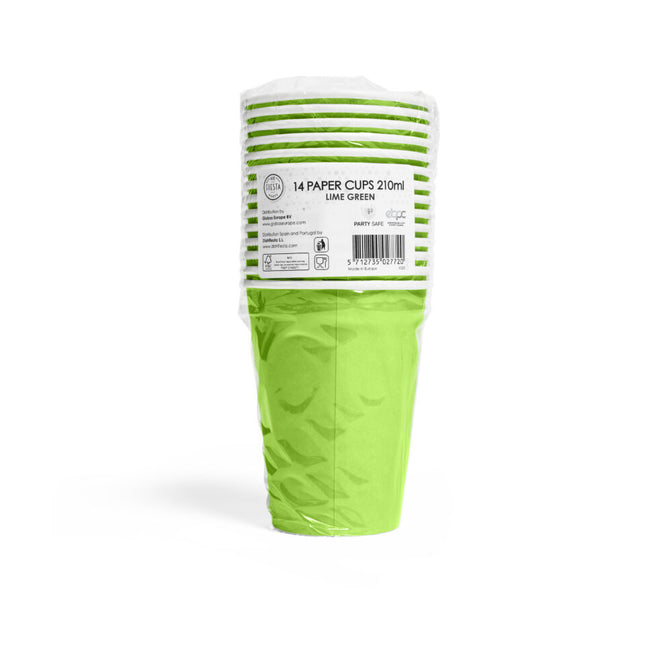 Gobelets en papier vert lime 350ml 10pcs