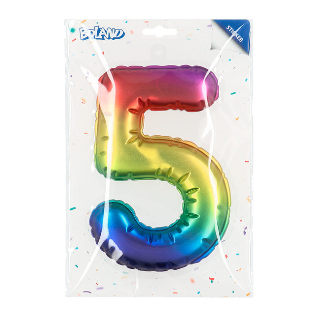 Rainbow 5 Year Stickers Foil Balloon 20cm