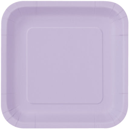 Assiettes carrées lilas 23cm 14pcs