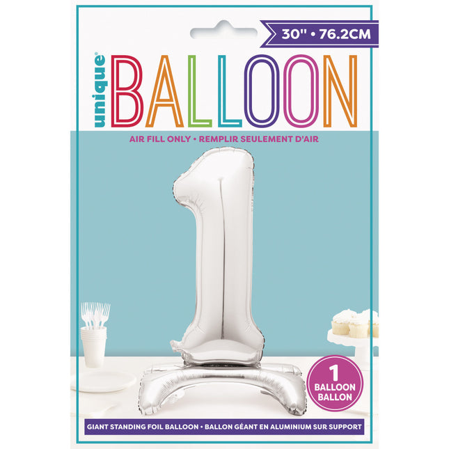 Ballon de baudruche Figure 1 Argent Standard 76cm