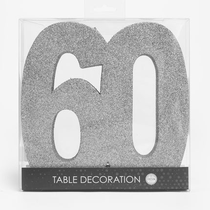 Décoration de table argentée Figure 60 Glitter 20.5cm