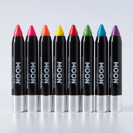 Moon Glow Neon UV Glitter Body Crayons Red 3.2g