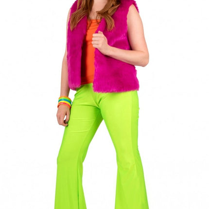 Pantalon évasé vert fluo