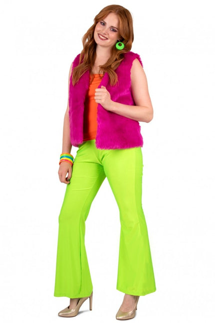 Pantalon évasé vert fluo