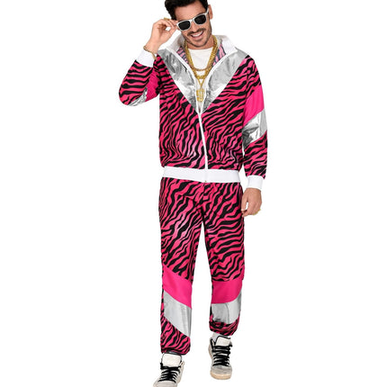 Tracksuit Neon 80S Fault Pink Tiger Print