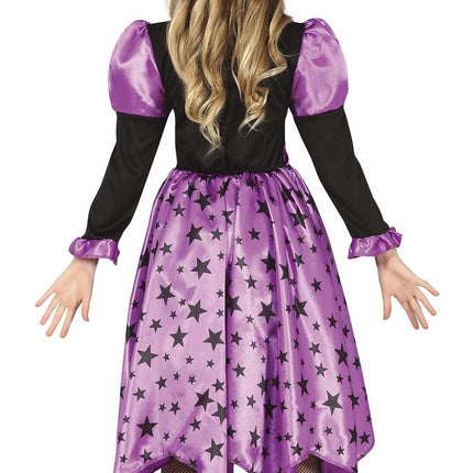 Sorcière Costume d'Halloween Fille Étoiles Mauves