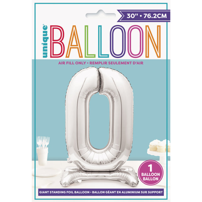 Ballon de baudruche Figure 0 Silver Standard 76cm