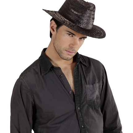 Chapeau de cow-boy en paille noire