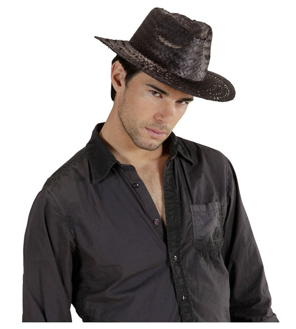 Chapeau de cow-boy en paille noire