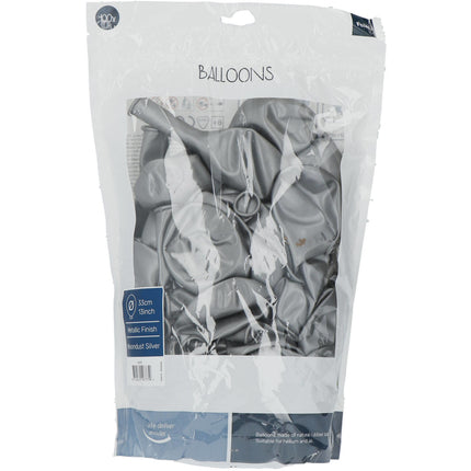 Ballons de baudruche argentés Metallic Moondust Silver 33cm 100pcs