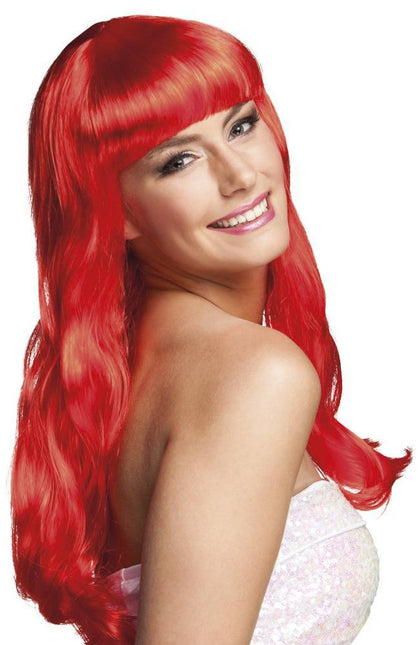 Perruque cheveux longs rouge