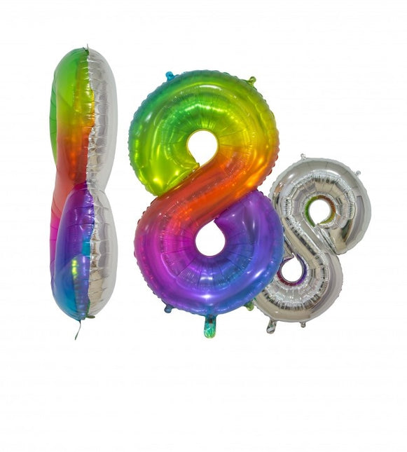 Ballon de baudruche Figure 8 Arc-en-ciel Transparent 66cm