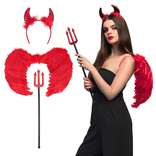 Ensemble d'accessoires d'Halloween Dames Diable 3 pièces