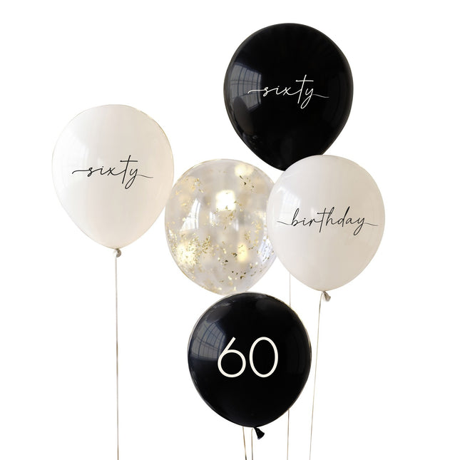 Jeu de ballons 60 ans 30cm 5pcs