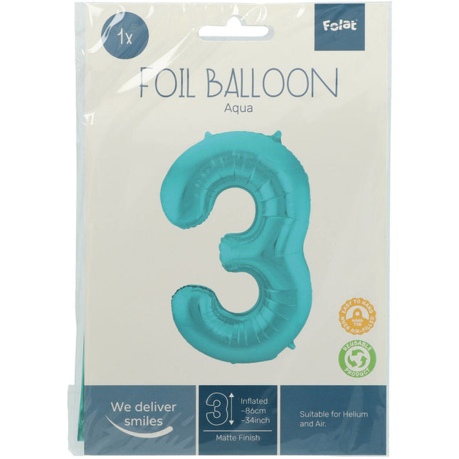 Ballon de baudruche Figure 3 Vert menthe pastel XL 86cm vide