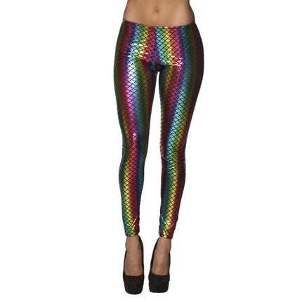 Legging arc-en-ciel métallique