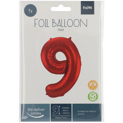 Ballon de baudruche Figure 9 Rouge mat XL 86cm vide