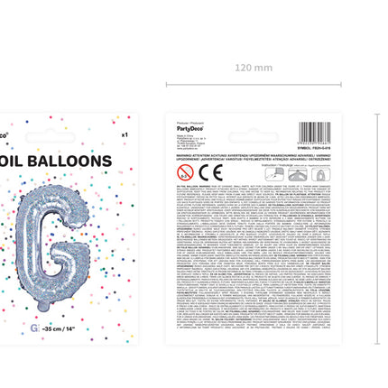 Ballon de baudruche Lettre G Holographique Vide 35cm