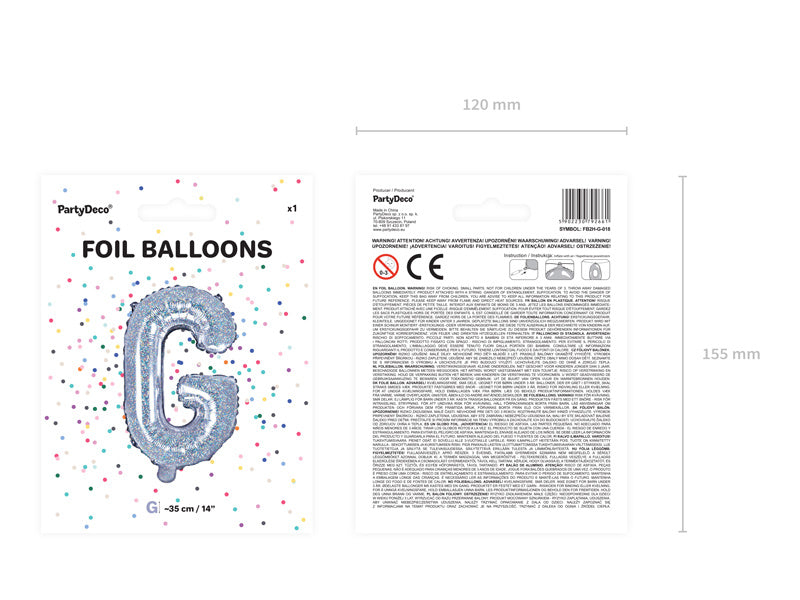 Ballon de baudruche Lettre G Holographique Vide 35cm