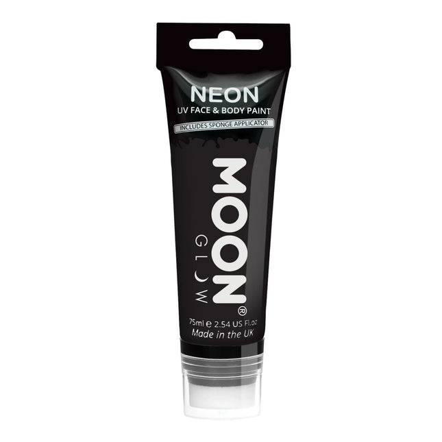 Moon Glow Neon UV Face Paint avec applicateur éponge Noir 75ml