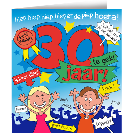 Carte d'anniversaire 30 Years Cartoon 16.5cm