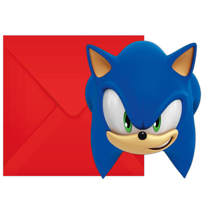 Invitations Sonic avec enveloppes 6pcs