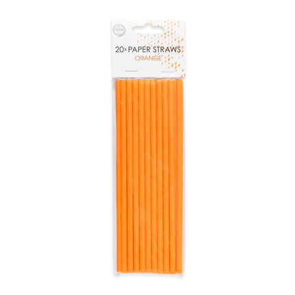 Pailles orange en carton 20pcs