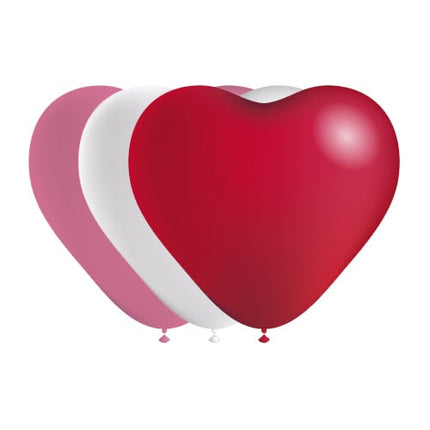 Ballons en forme de coeur Rouge/Blanc/Rose 25cm 6pcs