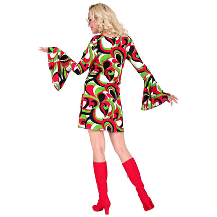 Robe Disco 70S Rouge Vert Dames