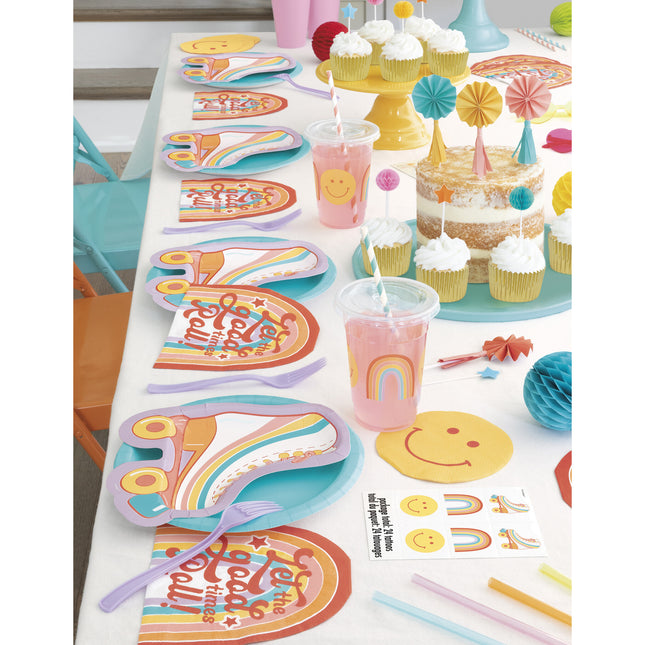 Décorations colorées pour petits gâteaux Mini éventail avec pompons 8pcs