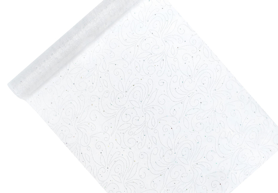 Tissu Organza Blanc Perles 48cm 9m