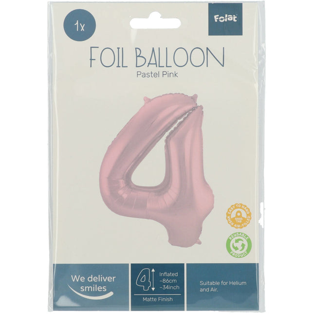 Ballon de baudruche Figure 4 rose pastel XL 86cm vide